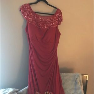 Long red evening gown